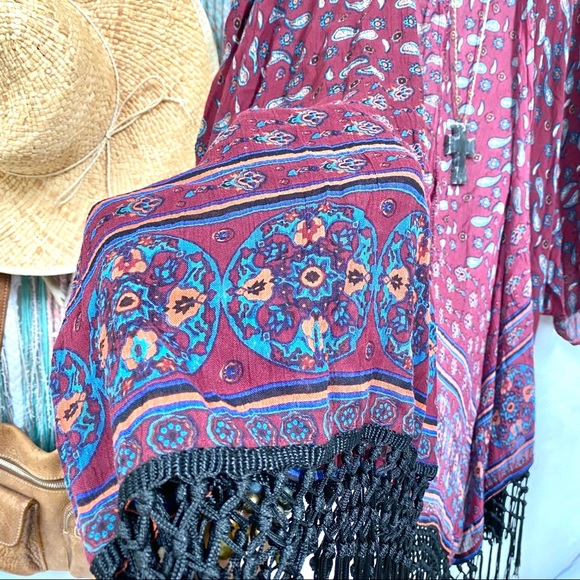 ♥️FALL BOHO fringed breezy cape-prune SPICE - Picture 5 of 8
